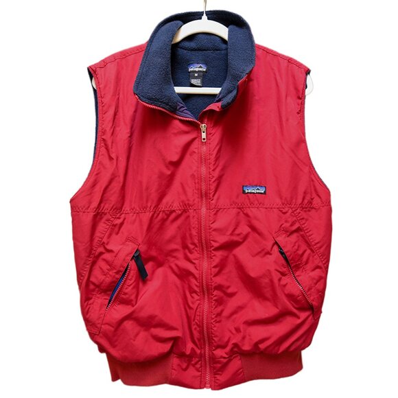 Vintage Patagonia Men’s Red Nylon Fleece Collar Vest M – Zip Pockets - Picture 1 of 4